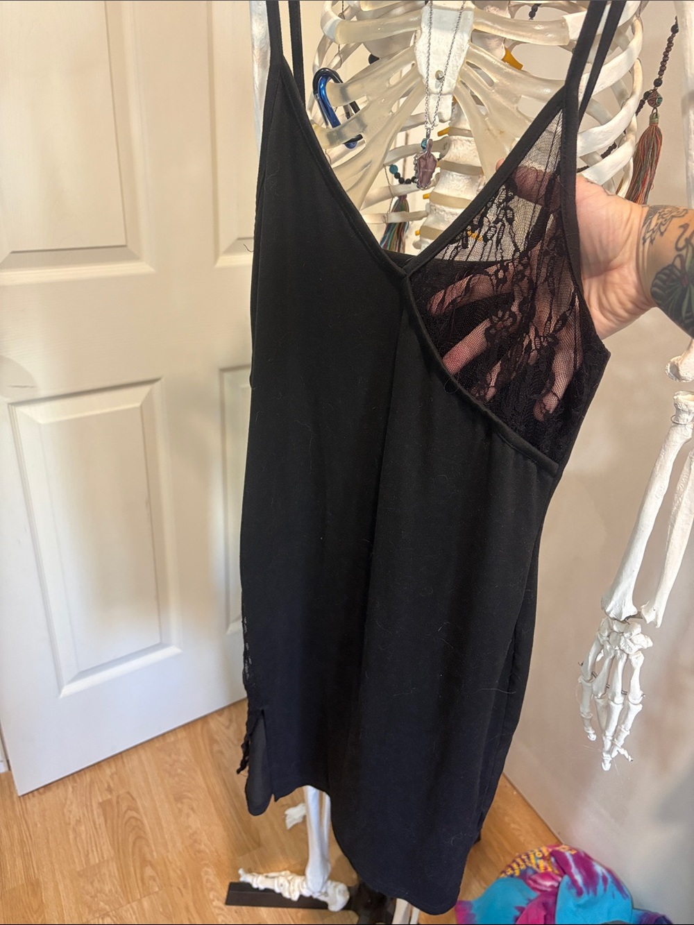 Black Lace-Trim Camisole Slip Dress - Women